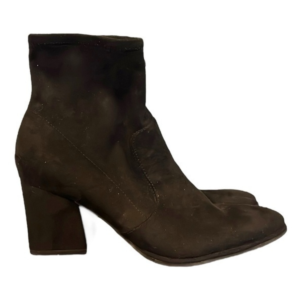 Marc Fisher Suede Ankle Boots with chunky block heel, zipper, womens size 8